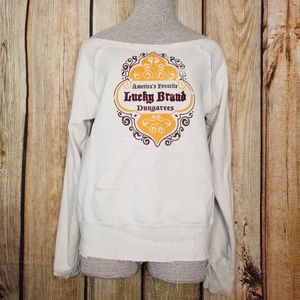 Lucky Brand Sweatshirt Distressed Wide neck Cream
